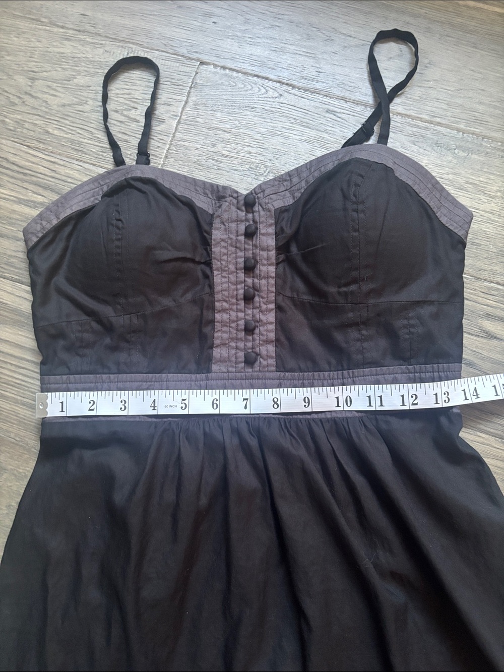 American Eagle | Y2K Babydoll Black Grey Mini Dress Corset Style Size 10 - Picture 6 of 13